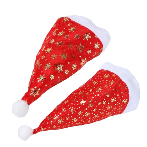 GALPADA 2st Weihnachtsmütze Weihnachtskostüme Weihnachtsstrickmütze Weihnachtsfeier Liefert Weihnachtskopfschmuck Weihnachtsplüschmütze Kurze Plüschmützen Party-kopfschmuck Rot Stoff von GALPADA