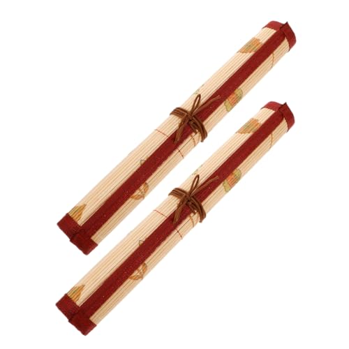 GALPADA 2stücke Aquarellpinselhalter Aus Bambus Pinselrolle Für Künstler Roll-up-stifteetui Mit Chinesischen Pinselstifthalter Bambus-Marker-Organizer Für Kalligrafiepinsel von GALPADA