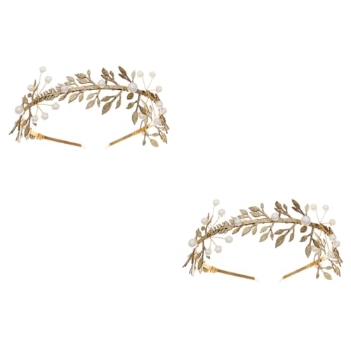 GALPADA 2stücke Braut Haarschmuck Mit Perlen Und Blattdesign Eleganter Stirnband Für Hochzeiten Brautschmuck Für Besondere Anlässe Komfortable Kopfaccessoires Mit Kunstperlen von GALPADA