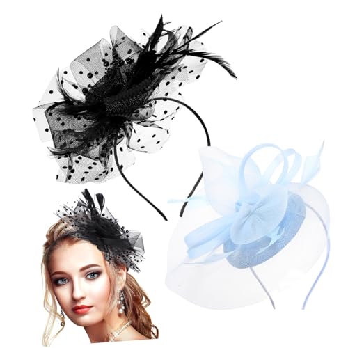 GALPADA 2stücke Damen Fascinator Mit Blumen Und Netzdesign Eleganter Hut Mit Haarclip Und Stirnband Für Hochzeiten Teepartys Und Besondere Anlässe von GALPADA