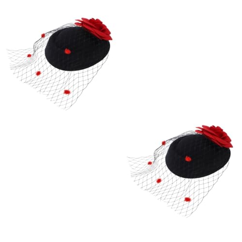 GALPADA 2stücke Fascinator Mini Hut Mit Kunstrose Und Netz Haarclip Für Damen Für Hochzeiten Partys Und Besondere Anlässe Modischer Punk-stil von GALPADA