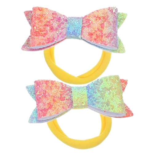 GALPADA 2stücke Glitzer Haarschleifen Haargummis Für Mädchen Elastische Ponytail Bunte Haarschmuck Für Geburtstagsfeiern Und Alltag von GALPADA