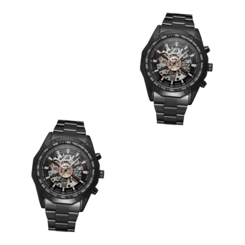 GALPADA 2stücke Herren Automatik Armbanduhr Mit Edelstahlband Robuste Mechanische Uhr Für Alltag Nicht Elegantes Design Für Männer Und Jungen Komfortable Passform Langlebig Und von GALPADA