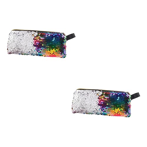 GALPADA 2stücke Kreative Handtasche Mit Bunten Pailletten Tragbare Reißverschlusstasche Für Stifte Kosmetik Und Mehr Waschbar Und Langlebig Für Schule Reisen Und von GALPADA