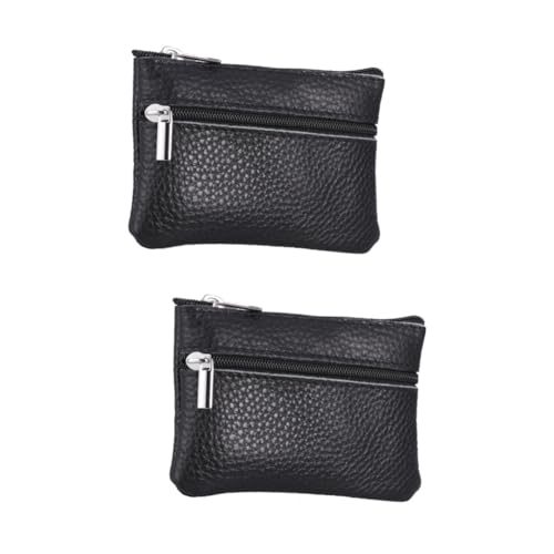 GALPADA 2stücke Mini Leder Münzbeutel Für Frauen Mode Geldbörse Mit Reißverschluss Kleiner Handtasche Schwarz Praktisch Für Schule Shopping Und Alltag von GALPADA