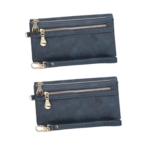 GALPADA 2stücke Pu-Leder Vintage Handtasche Für Damen Langer Geldbeutel Multifunktionale Geldbörse Dunkelblau Für Schule Shopping Und Alltag Praktisches Design Mit Snap-Verschluss von GALPADA