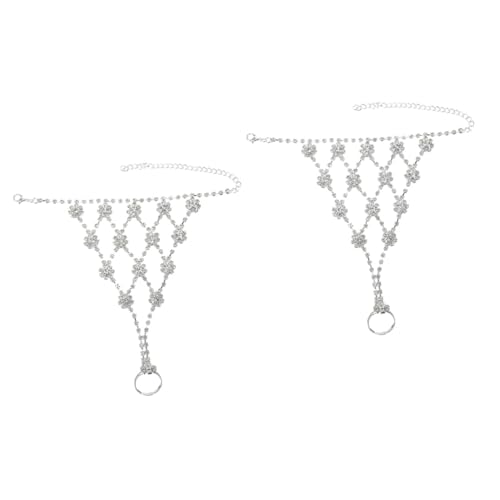 GALPADA 2stücke Rhinestone Handkette Armband Für Damen Verstellbarer Finger Ring Mit Kette Elegantes Schmuckstück Für Besondere Anlässe Hochzeits Und Festtagsaccessoire von GALPADA