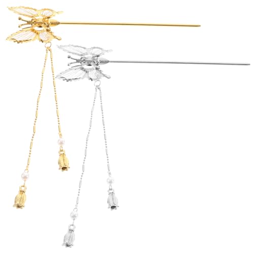 GALPADA 2stücke Schmetterlings-haarstäbe Metall Haaraccessoires Quaste Damen Haarschmuck Für Langes Haar Mit Filigraner Verarbeitung Im Traditionellen Chinesischen Stil von GALPADA
