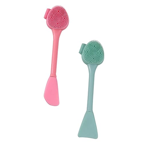 GALPADA 2stücke Silikon Gesichtsreinigungsbürsten Satz Doppelköpfige Make up Entferner Pinsel Für Gesichtsbehandlung Waschbürste Maskenpinsel Für Damen Tragbare Silikonbürsten Für von GALPADA