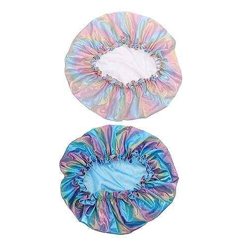 GALPADA 2stücke Teiliges Elastischer Breitrand-turban-haube Für Damen Multifunktionale Haarpflegehaube Schlafmütze Make-up-haube Passend Für Lange Und Kurze von GALPADA