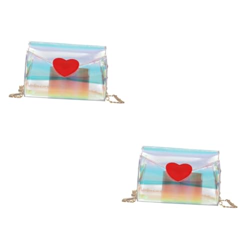 GALPADA 2stücke Transparentes Herzform Schultertasche Für Damen Modische Messenger Bag Für Täglichen Gebrauch Einzigartiges Design Aus Pu-Material Für Zu Weihnachten Und Besonderen von GALPADA