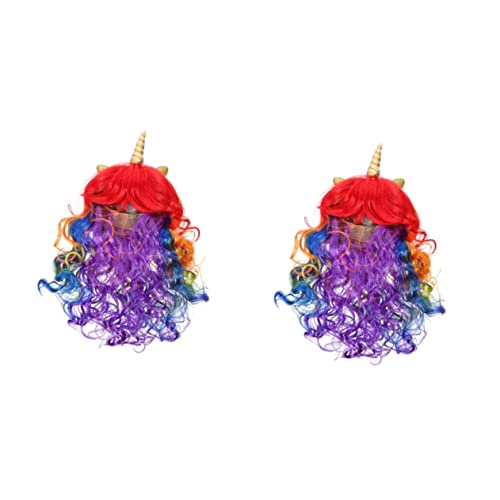 GALPADA 2stücke Wig Bunte Lockenperücke Für Cosplay Dekorative Haarverzierung Für Partys Und Besondere Anlässe Farben von GALPADA