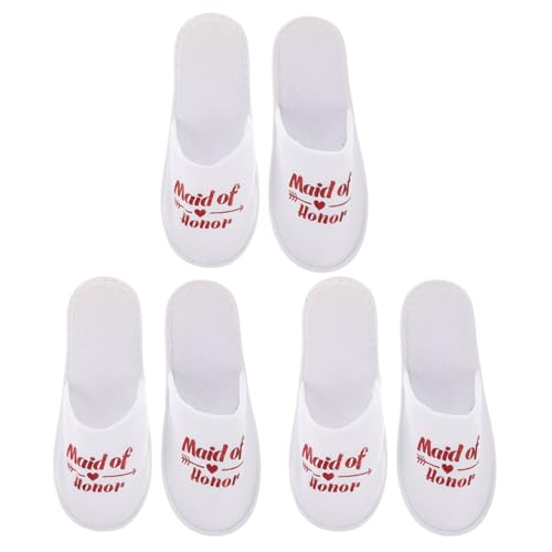 GALPADA 3 Paare Einweg Hausschuhe für Hochzeit Gäste Stoff Pantoffeln mit Goldener Schrift Rutschfest Atmungsaktiv Leicht für Brautparty Schlafanzugparty Geschenk von GALPADA