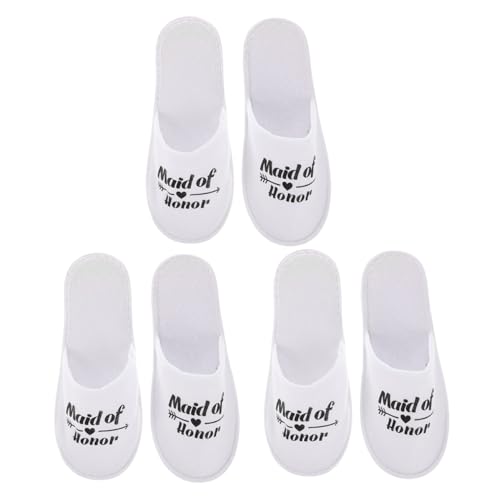 GALPADA 3 Paare Einweg Stoffpantoffeln Goldene Brautschlappen für Hochzeit Party Gästepantoffeln Damen Bequem Leicht Geschenk von GALPADA