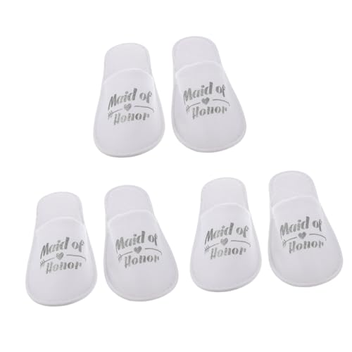 GALPADA 3 Paare Einweg-hausschuhe aus Stoff mit Goldfarbenem Print Rutschfest für Hochzeit Brautjungfer und Pyjamaparty Leichte Party-fußbekleidung für Hotel Reise Gäste und von GALPADA