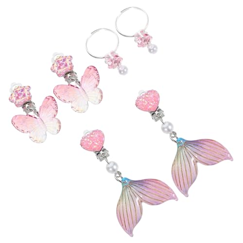 GALPADA 3 Paare Mädchen Ohrclips ohne Ohrlöcher Ohrschmuck Clip Ohrringe Niedliche Cartoon Designs Bunte Kinderohrringe Geschenkset für Alltag und Festtage von GALPADA