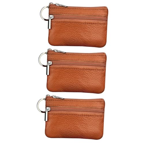GALPADA 3stücke Multifunktionale Damen Münzbörse Aus Pu-Leder Kleine Schlüssel-zippertasche Hellbraun Für Geld Karten Und Kleingeld Für Alltag Und Reisen von GALPADA