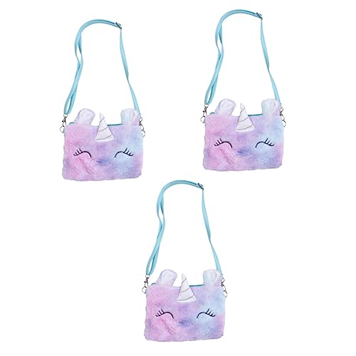 GALPADA 3stücke Einhorn Regenbogen Farbige Plüsch Umhängetasche Für Einhorn Plüsch Schultertasche Für Kleine Mädchen Mit Reißverschluss Und Ausreichend Platz Für Spielzeug Und von GALPADA