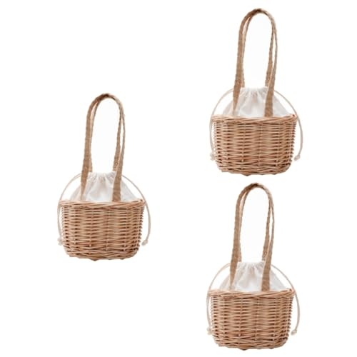 GALPADA 3 STK Kinderhandtasche Allgleiches Einkaufstasche Weiße Körbe Für Blumenmädchen Süßigkeitenkorb Rustikaler Hochzeitskorb Frauentasche Handtaschen Rattan Fräulein Strandtasche Stroh von GALPADA