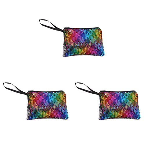 GALPADA 3stücke Bunter Pailletten-Make-up-Beutel Mini Kosmetiktasche Für Mädchen Stilvoller Geldbeutel Für Münzen Und Kleinigkeiten Modische Handtasche Für Reisen Und Alltag von GALPADA