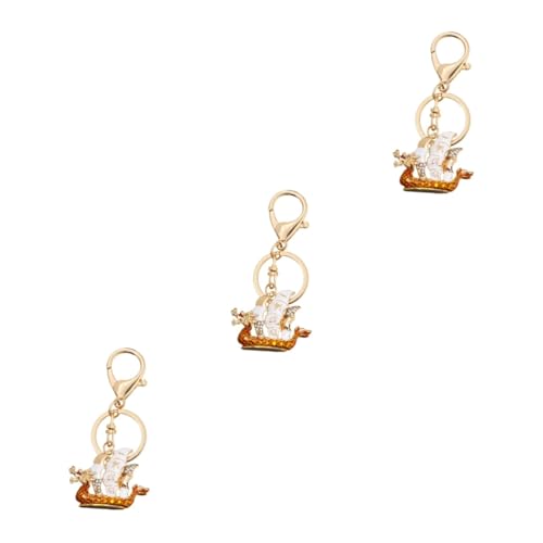 GALPADA 3 STK Schlüsselanhänger Chinoiserie-Ornamente Strass geldbörse Fengshui-Ornament geldgeschenke Weihnachten weihnachsgeschenk Schlüsselringhalter Tasche Zubehör Zinklegierung Golden von GALPADA
