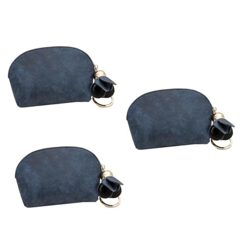 GALPADA 3stücke Pu Leder Blumen Geldbörse Mini Münzbeutel Für Damen Dunkelblau Für Schlüssel Münzen Und Kleingeld Praktisch Für Reisen Und Shopping von GALPADA