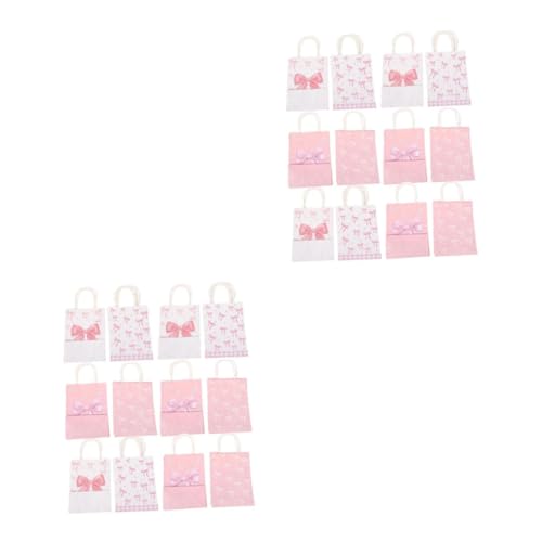 GALPADA 3 Sätze Bogengeschenktüte Pfeifenklemmen Pflege Wattestäbchen Rohrschellen Rosa Papierbeutel Papeterie Kleine Papiertüten Partyverpackungstüten Kraftpapier 12 Stück * 3 von GALPADA