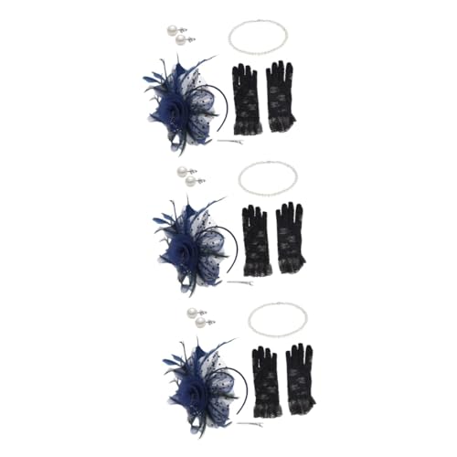 GALPADA 3sätze Vintage Fascinator Hut Set Mit Netzschleier Und Perlenohrringen Elegante Teeparty-accessoires Für Frauen Inklusive Kurzen Spitzenhandschuhen Für Hochzeiten Und Besondere von GALPADA