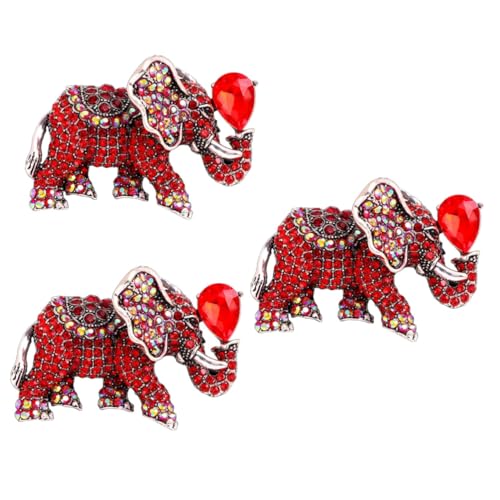 GALPADA 3 Stk Elefantenbrosche abstecknadeln pinns Goldendoodle-Geschenke elefant brosche schmuck Anzug Corsagen schöne Brosche Abzeichen Partybedarf Korsage Fräulein Zubehör rot von GALPADA