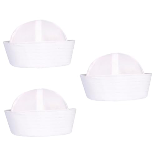 GALPADA 3 Stk Kostüm Hüte Matrosenmütze Marineblauer Hut Mützen Und Hüte Für Herren Matrosen-kostümhut Herrenhüte Ausgestattet Weihnachtsseglerkostüm - -mütze Bekleidung Weiß von GALPADA