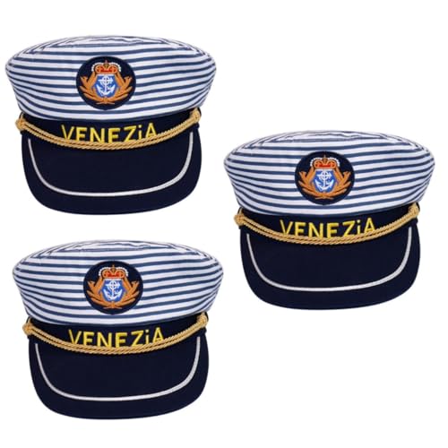 GALPADA 3 Stk Matrosenkapitän Kostümhut Schiff Dirigent Kapitäne Kapitänsmütze Frauen Boot Marineblaue Mütze Mit Streifen von GALPADA