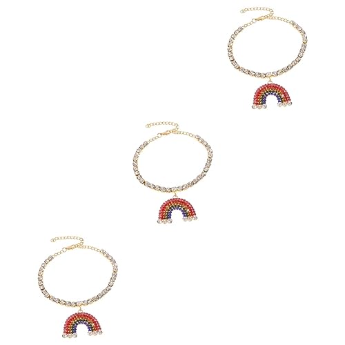 GALPADA 3 Stk Regenbogen-anhänger-fußkettchen Leuchtende Fußkette Stylische Fußkette Dekor Strandarmbänder Regenbogen-armbänder Strand Fußkettchen Sommerdeko Strasssteine Schmuck Schnur von GALPADA