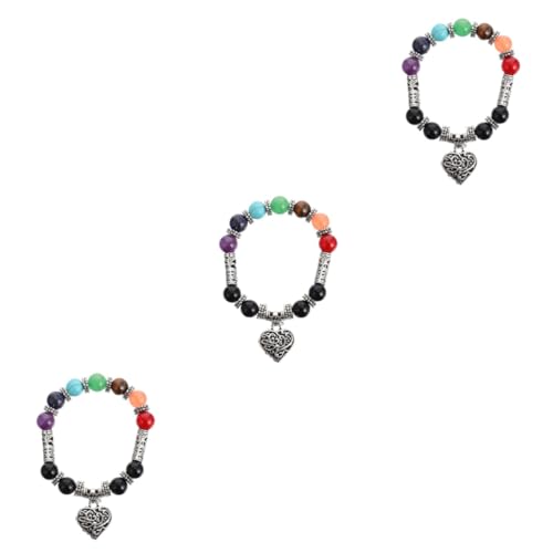 GALPADA 3 Stk Sieben-Chakra-Armband persönliche geschenke gutmakiert Mädchen Geschenk Accessoires für Mädchen Korn natürliches Armband modische Armbandkette Herz schmücken Zubehör Fräulein von GALPADA