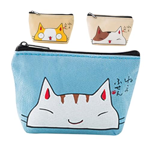 GALPADA 3stücke Katzenmuster Münzbeutel Wasserdichter Oxford Tragbare Reißverschluss- Für Make-up Und Kabel Zufällige Farben Für Unterwegs von GALPADA