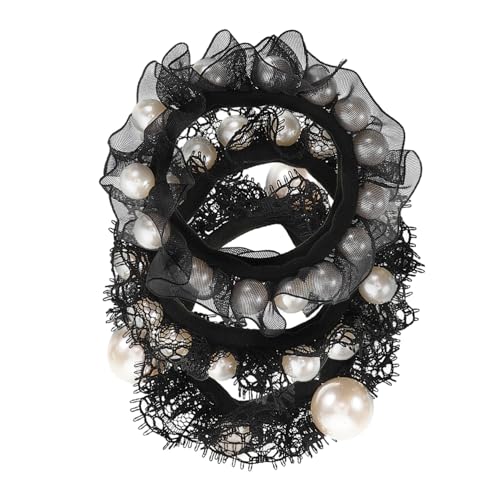 GALPADA 3 Stück Elastische Haargummis mit Femininer Spitze und Modischen Kunststoffperlen Schonend für Haare Dehnbar und Langlebig Ponytail Halter für Damen und Alltag von GALPADA