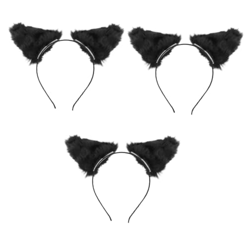 GALPADA 3stücke Katzenohren Haarreif Niedliches Tier-stirnband Für Cosplay Und Partys Leicht Und Bequem Für Mädchen Und Frauen Festival-haarschmuck von GALPADA