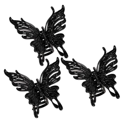 GALPADA 3 Stück Großer Schmetterling Haarklammer Haarkralle Starker Rutschfest Damen Mädchen Haarspange Alltag Anlass Schwarz von GALPADA