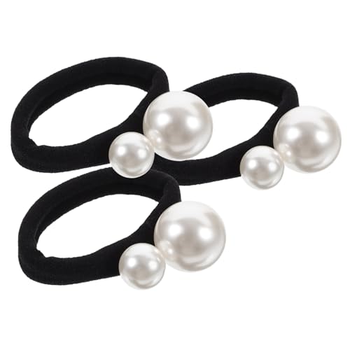 GALPADA 3 Stück Perlen Haargummis Elastische Haarschleifen mit Nahtlosem Perlendekor Stilvolle Ponytail Halter für Damen und Mädchen Haar Accessoires für Alltag und von GALPADA