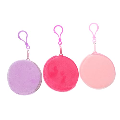 GALPADA 3 Stück Plüsch Münzbeutel Klein mit Reißverschluss Rundes Design für Ohrhörer Aufbewahrung Vielseitige Mini Geldbörse für Schlüssel und Kleingeld Farbenfrohe Kindertasche Sicher von GALPADA