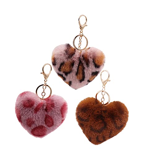 GALPADA 3 Stück Pom Schlüsselanhänger Muster Geschenke Schlüsselpuppen Ketten Geformte Anhänger Ball Handtasche Schicker Ring Leopard Farbe Zartes Dekor Puffball Charms Hängende Mädchen von GALPADA