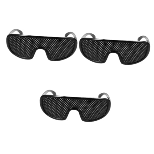 GALPADA 3 Stück Schwarze Pinhole Brille mit Ergonomischem Rundrahmen für Damen und Herren Leichte Rasterbrille zur Sehverbesserung und Augentraining Kompakt und Tragbar für Lesen Tv und von GALPADA