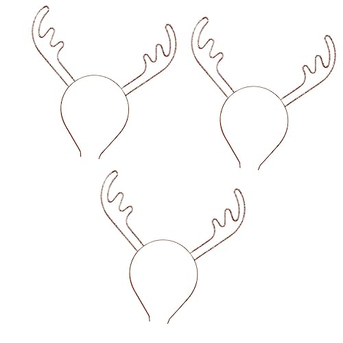 GALPADA 3 Stück Stirnbänder Für Mädchen Urlaub Rentier Stirnband Rentier Ohr Stirnband Weihnachten Glitzer Geweih Kopfbedeckung Weihnachtsfeiergeschenke Haarband Geweih von GALPADA