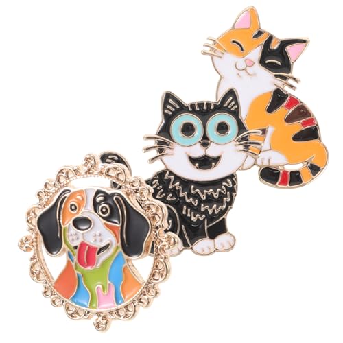 GALPADA 3stücke Süße Cartoon-anstecknadeln Kawaii Katze Und Hund Emaille-brosche Tier-revers-abzeichen Schmuck Für Frauen Männer Studenten Rucksäcke Kleidungszubehör von GALPADA