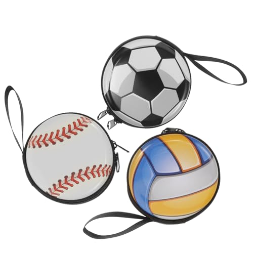 GALPADA 3 Stück Teiliges Fußball münzbox mit Reißverschluss Rundem Design Verschleißfest Praktische Cartoon Motiv als Geschenk und Taschen deko von GALPADA