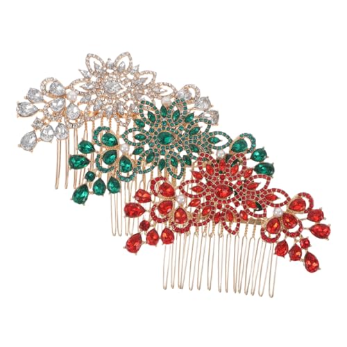 GALPADA 3 Stück Teiliges Haarkamm Funkelnden Strasssteinen Blumenförmiges Design Robuster Legierungsstoff Fester Sitz Zahn-kamm Hochzeitsschmuck für Braut und Festliche Anlässe Wählbar in von GALPADA