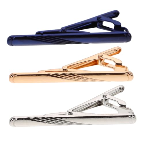 GALPADA 3 Stück Teiliges Krawattenklammern Herren in Blau Gelb Silber Metall Tie Bar Clips für Anzug Hemd Einfache Anwendung Stilvolle Herren Krawattenklammer für Formelle Anlässe von GALPADA