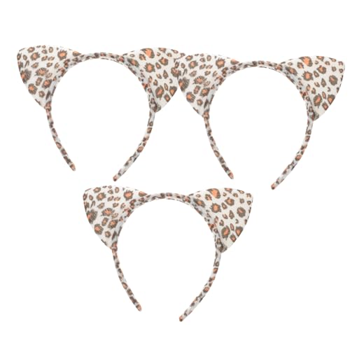 GALPADA 3 Stück Teiliges Leopard Stirnband Flexible Haarschmuck mit Tierohren für Damen und Mädchen Bequemes Haaraccessoire für Partys Alltag und Themen Events Modisches Leopardenmuster von GALPADA