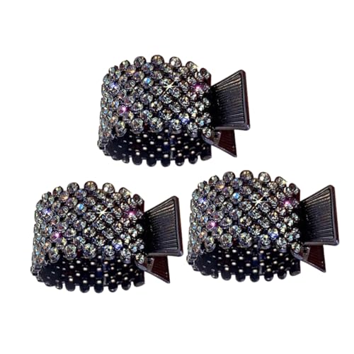 GALPADA 3 Stück Teiliges Metall Haarklammern mit Funkelnden Strasssteinen Rutschfeste Haarspangen für Sicheren Hoher Pferdeschwanz Haarschmuck Accessoires für Frauen und Mädchen von GALPADA