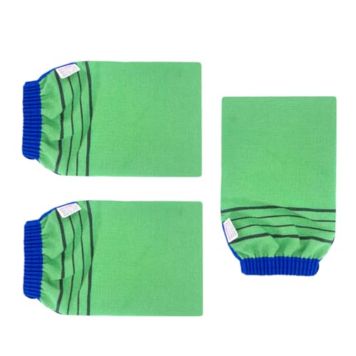 GALPADA 3 Stück Teiliges Peeling Handschuhe aus Pflanzen Bambusfaser Exfolierende Duschhandschuhe für Gründliche und Langlebiges Badetuch für Zuhause und Unterwegs von GALPADA