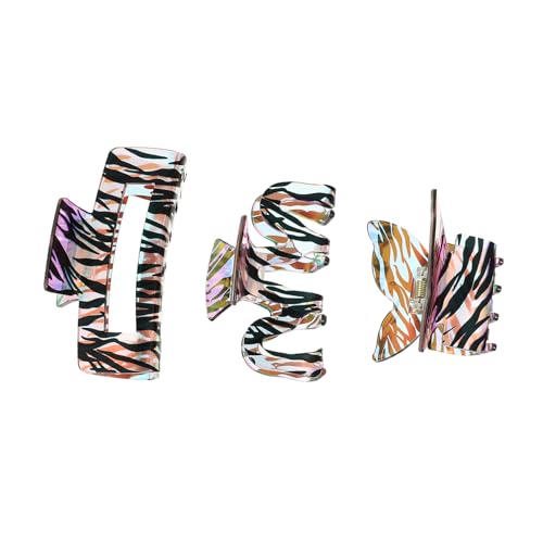 GALPADA 3 Stück Teiliges Set Haarklammern im Zebra Muster Geometrisches Design Rutschfeste Haaraccessoires für Damen für Verschiedene Anlässe und Haartypen von GALPADA